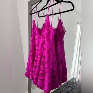 NWT Nova Luxe Bubble Hem Guipure Lace Pink/Purple Mini Dress